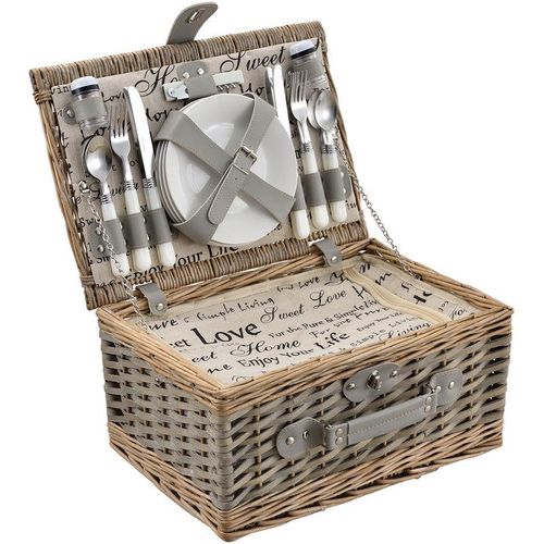 4059438997471 - Picknickkorb mit Besteck-Set für 4 Personen Grau Casapro Grau 4059438997471 - Picknickkorb mit Besteck-Set für 4 Personen Grau Casapro Grau