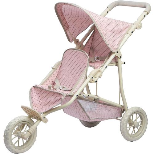 0816780023562 - Teamson Kids - Olivias Little World Zwillings-Puppenwagen Polka Dot Princess Jogger für Babypuppen Pink - Rosa Grau