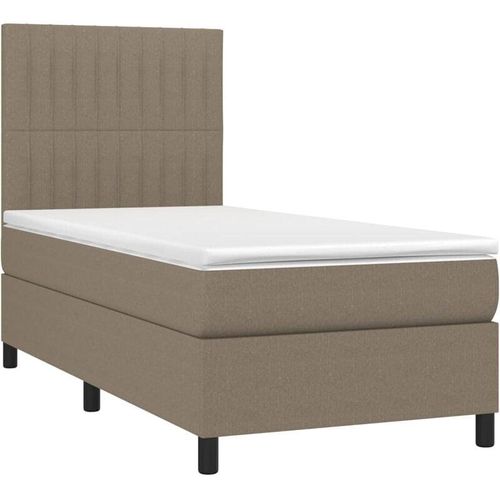 8720287385417 - Boxspringbett mit Matratze & LED Taupe 100x200 cm Stoff vidaXL - Taupe