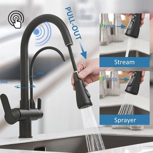 0743645145490 - Touch-Sensor Küchenarmatur mit 2 Strahlarten 360° drehbare Küchenspüle Wasserhahn zur Wasseraufbereitung in Filtration