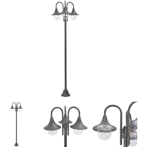 8721031333265 - The Living Store - Garten-Pollerleuchte E27 220 cm Aluminium 3-Laterne Bronze - Außenbeleuchtung - Braun