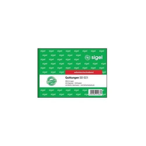 4004360910661 - sigel® Quittungen mit MWSt-Nachweis SD021 DIN A6 quer 2 x 40 Blatt selbstdurchschreibend