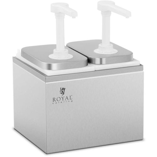 4062859990846 - Royal Catering - Saucenspender Pumpspender Senfspender Dosierspender Edelstahl 2 Pumpen 2 x 2 l