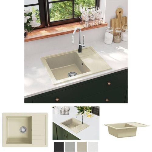 8721031203957 - Küchenspüle mit Überlauf Oval Beige Granit - Küchenspülen & Spülbecken - Beige - The Living Store