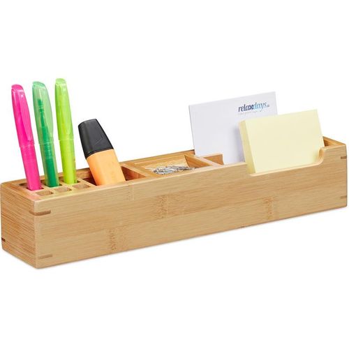 4052025221867 - Schreibtisch Organizer Bambus 11 Fächer Aufbewahrungsbox Büro Organizer HxBxT 6 x 32 x 7 cm natur - Relaxdays