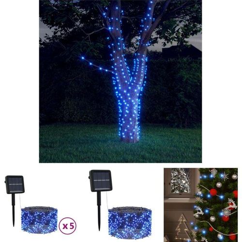 8721031374879 - The Living Store Solar-Lichterketten 5 Stk 5x200 LED Blau Innen Außen - Weihnachtsbeleuchtung