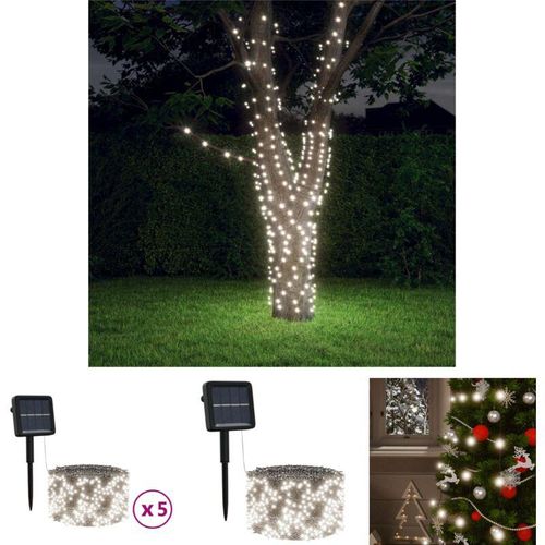 8721031373711 - The Living Store Solar-Lichterketten 5 Stk 5x200 LED Kaltweiß Innen Außen - Weihnachtsbeleuchtung