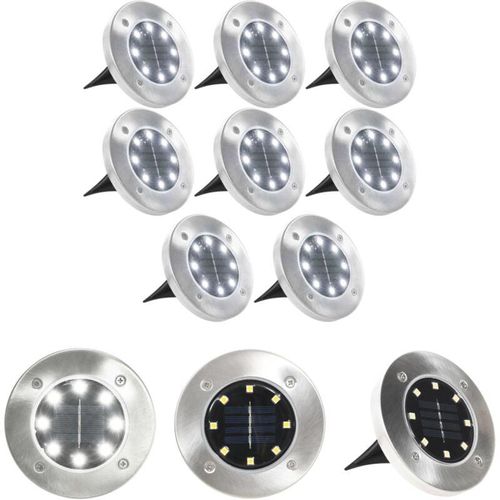 8721031332282 - Solar-Bodenleuchten 8 Stk led Weiß - Außenbeleuchtung - Weiß - The Living Store