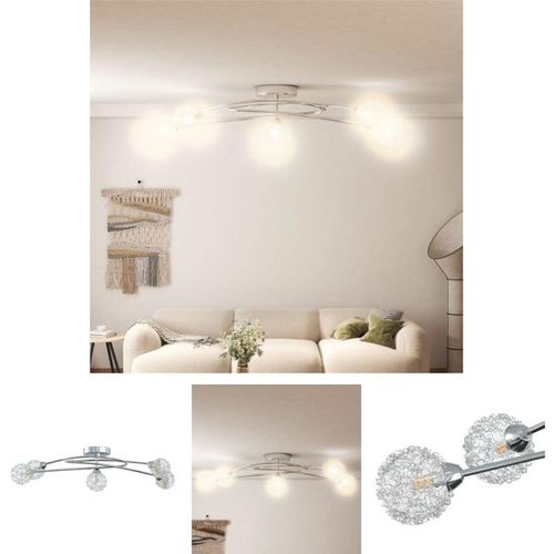 8721031333951 - The Living Store - Deckenleuchte mit Drahtgeflecht-Schirmen für 5 G9 LED-Leuchten - Deckenleuchten - Transparent