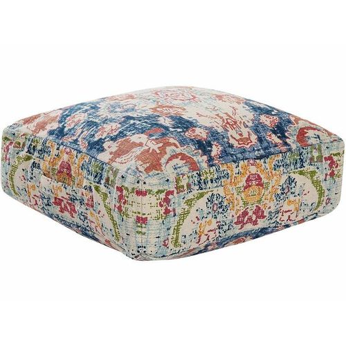 4251682287425 - Beliani - Pouf Mehrfarbig Baumwolle 50 x 50 x 20 cm Quadratisch mit Griff Muster Orientalisch Abstrakt für Wohnzimmer Schlafzimmer Deko Haushalt