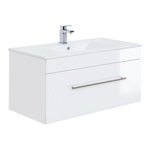 4251581503848 - Lomadox - Badezimmer Waschtisch mit Mineralgussbecken LAGOS-02 100cm Hochglanz weiß b x h x t ca 100 x 48 x 475cm - weiß