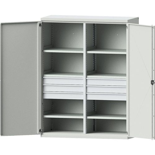 4014641095536 - eurokraft pro Schwerlastschrank JUMBO aus Stahlblech 6 Fachböden 6 Schubladen 120 mm hoch lichtgrau lichtgrau 4014641095536 - eurokraft pro Schwerlastschrank JUMBO aus Stahlblech 6 Fachböden 6 Schubladen 120 mm hoch lichtgrau lichtgrau