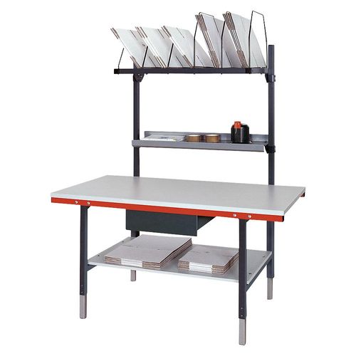 8057711830961 - Packtisch mit Ablage Zwischenboden Kartonmagazin Schublade grau 8057711830961 - Packtisch mit Ablage Zwischenboden Kartonmagazin Schublade grau