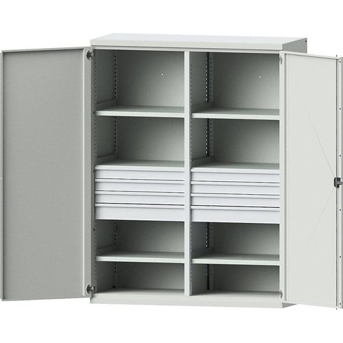 4014641095550 - eurokraft pro Schwerlastschrank JUMBO aus Stahlblech 6 Fachböden Schubladen 6 x 90 mm 2 x 120 mm hoch lichtgrau lichtgrau 4014641095550 - eurokraft pro Schwerlastschrank JUMBO aus Stahlblech 6 Fachböden Schubladen 6 x 90 mm 2 x 120 mm hoch lichtgrau lichtgrau