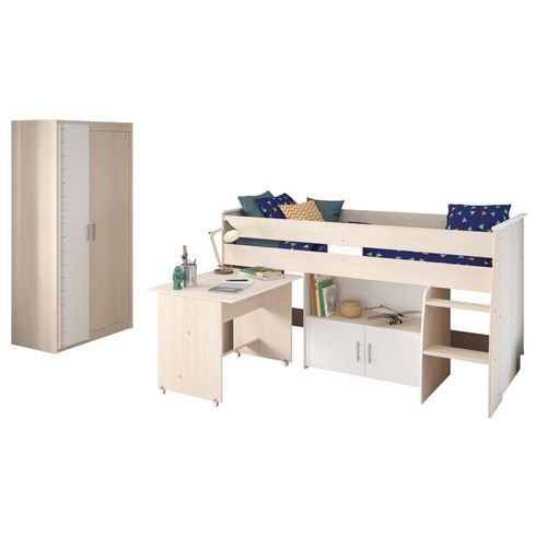 4251105908272 - Multifunktionsbett mit Kleiderschrank Charly 5 Akazie-Weiß