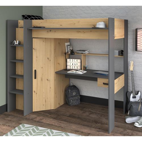 3480940293606 - - tolles Hochbett Heavy 1 von Jugendzimmer Möbel in Artisan Eiche und Schwarz mit integriertem Schreibtisch und Kleiderschrank - Jugendzimmer 3480940293606 - - tolles Hochbett Heavy 1 von Jugendzimmer Möbel in Artisan Eiche und Schwarz mit integriertem Schreibtisch und Kleiderschrank - Jugendzimmer