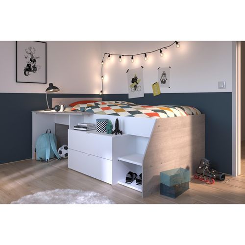 3480940227458 - Tolles halbhohes Funktions- Hochbett Milky 1 von Parisot Jugendzimmer Möbel in Weiß und Grey Loft - Jugendzimmer Kinderzimmer Möbel Teenager Zimmer 3480940227458 - Tolles halbhohes Funktions- Hochbett Milky 1 von Parisot Jugendzimmer Möbel in Weiß und Grey Loft - Jugendzimmer Kinderzimmer Möbel Teenager Zimmer