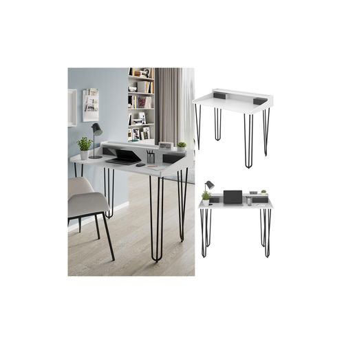4066731413416 - Schreibtisch Sannar Weiß Schwarz 110 x 60 cm mit Schubladen 4066731413416 - Schreibtisch Sannar Weiß Schwarz 110 x 60 cm mit Schubladen