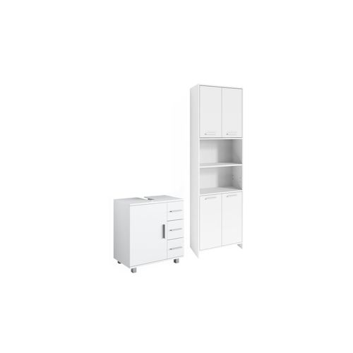 4066731366316 - Badmöbel Set Maris Weiß 2 Teile mit Hochschrank und Waschbeckenunterschrank 4066731366316 - Badmöbel Set Maris Weiß 2 Teile mit Hochschrank und Waschbeckenunterschrank