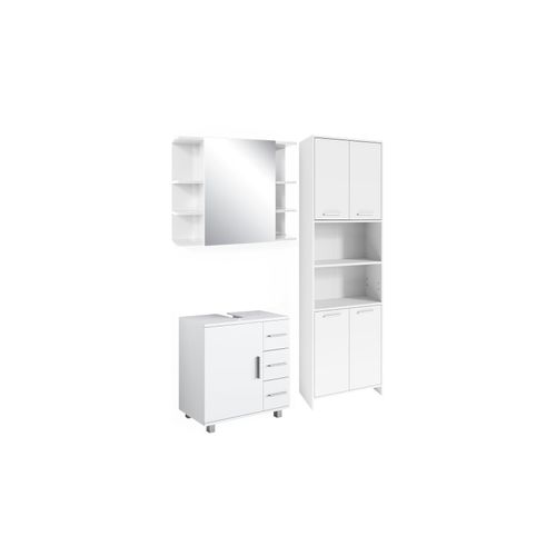 4066731366361 - Badmöbel Set Maris Weiß 3 Teile mit Hochschrank SpiegelschrankWaschbeckenunterschrank 4066731366361 - Badmöbel Set Maris Weiß 3 Teile mit Hochschrank SpiegelschrankWaschbeckenunterschrank