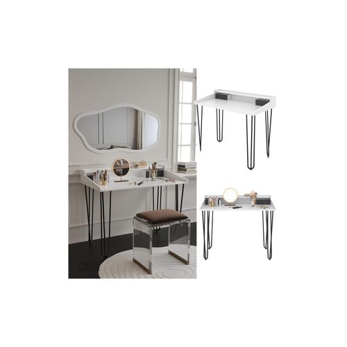 4066731413423 - Schminktisch Sannar Weiß Schwarz 110 x 60 cm mit Schubladen 4066731413423 - Schminktisch Sannar Weiß Schwarz 110 x 60 cm mit Schubladen