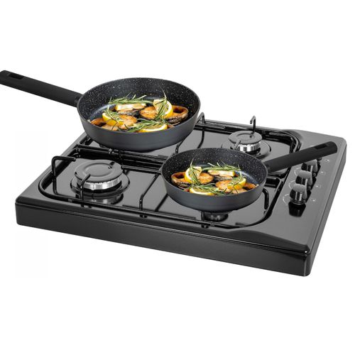 6423154021570 - - Zilan Gaskocher 4 flammig Campingkocher Gasherd Kochfeld Schwarz - Schwarz
