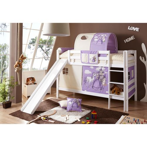 4250393894908 - TiCAA Etagenbett mit Rutsche Lupo Buche massiv Weiß Motiv 4250393894908 - TiCAA Etagenbett mit Rutsche Lupo Buche massiv Weiß Motiv