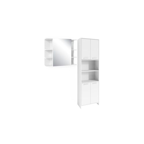 4066731366309 - Badmöbel Set Maris Weiß 2 Teile mit Hochschrank und Bad Spiegelschrank