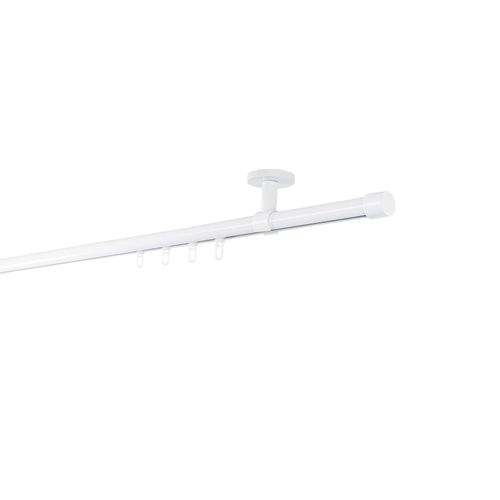 4066866190138 - Ondeco Gardinenstange auf Maß Innenlauf 20mm Cap 1-lauf Deckenträger 4cm mit Gleiter Farbe Weiß Größe 330cm 4066866190138 - Ondeco Gardinenstange auf Maß Innenlauf 20mm Cap 1-lauf Deckenträger 4cm mit Gleiter Farbe Weiß Größe 330cm