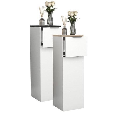 4051814434730 - Holz Badmöbel Midischrank Badregal Badschrank Badezimmer Möbel Regal Donali (Farbe Weiß   Sonoma-Eiche)