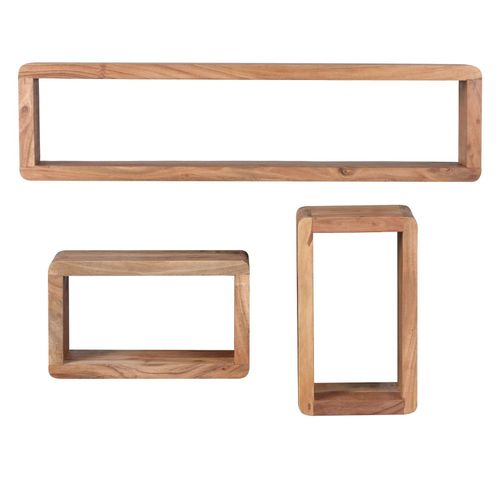 4251745758862 - Wandregal Set TEKO CUBES 3-teilig abgerundete Ecken hohe Belastbarkeit Massivholz 4251745758862 - Wandregal Set TEKO CUBES 3-teilig abgerundete Ecken hohe Belastbarkeit Massivholz