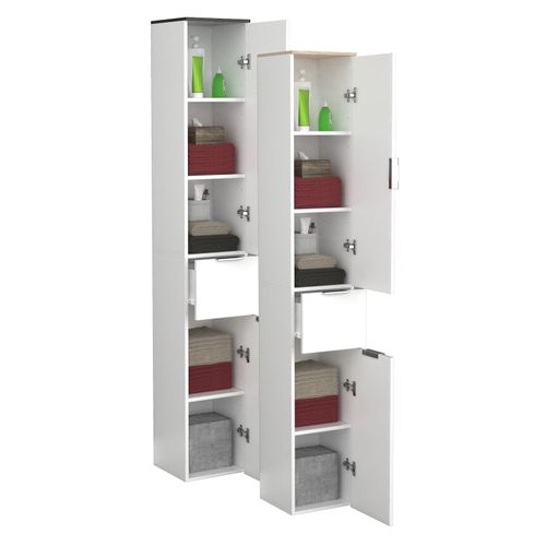 4051814434716 - Holz Badezimmerschrank Badmöbel Stand Badschrank Hochschrank Maße ca H 190 x B 30 x T 30 cm - Donali 4051814434716 - Holz Badezimmerschrank Badmöbel Stand Badschrank Hochschrank Maße ca H 190 x B 30 x T 30 cm - Donali