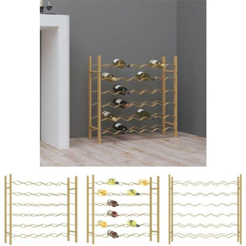 8721032124800 - Weinregal für 36 Flaschen Golden Metall - Weinregale - Gold - The Living Store