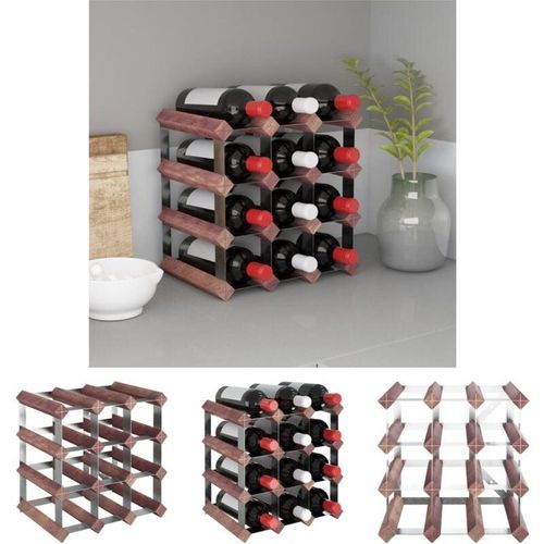 8721032277285 - Les - The Living Store Weinregal für 12 Flaschen Braun Massivholz Kiefer - Weinregale - Braun