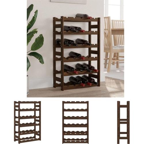 8721194175788 - The Living Store - Weinregal für 30 Flaschen Braun Massivholz Kiefer - Weinregale - Braun