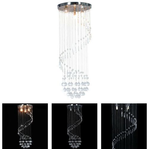 8721031334606 - Lling - The Living Store Deckenleuchte mit Kristallperlen Silbern Spirale G9 - Lampen - Silber