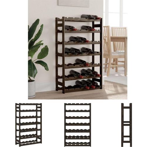 8721194174422 - The Living Store - Weinregal für 42 Flaschen Schwarz Massivholz Kiefer - Weinregale - Schwarz