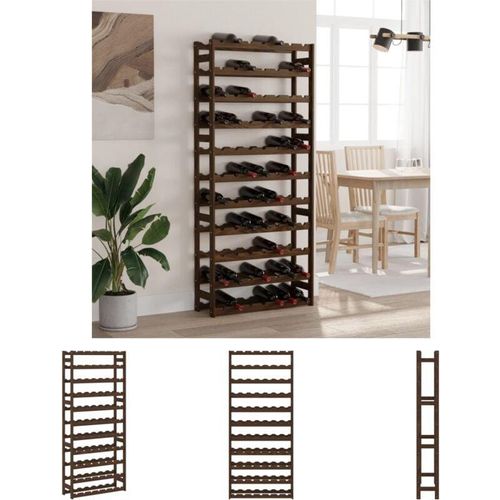 8721194485337 - Weinregal für 77 Flaschen Braun Massivholz Kiefer - Weinregale - Braun - The Living Store