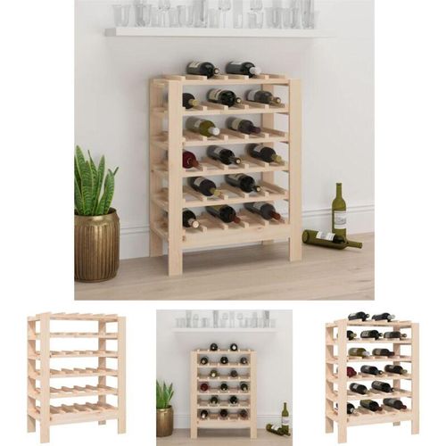 8721032234769 - Weinregal 615x30x82 cm Massivholz Kiefer - Weinregale - Braun - The Living Store