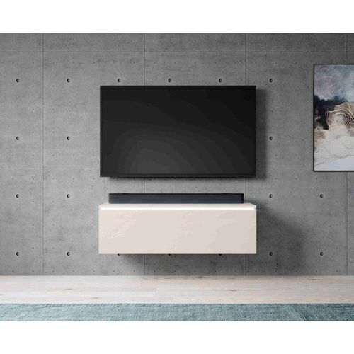 5905351285692 - TV-Kommode bargo 100 cm Lowboard mit LED-Beleuchtung Beige - Furnix