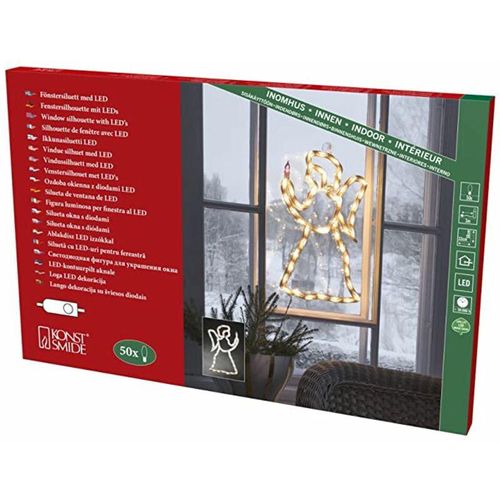 7318302173012 - KONSTSMIDE LED Dekolicht Weihnachtsdeko LED fest integriert Warmweiß LED Fenstersilhouette Engel 50 warmweiße Dioden weißes Kabel weiß