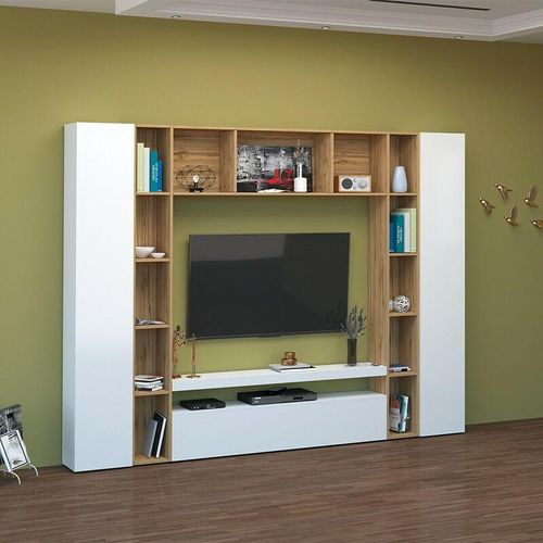 8054117998097 - Ahd Amazing Home Design - Arkel wh weißer Holz-TV-Schrank Bücherregal Hängeelement