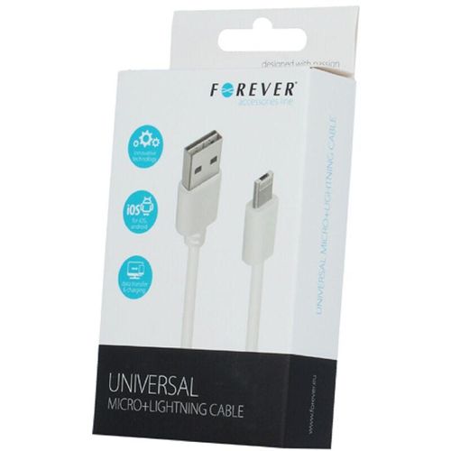 4251424883649 - Forever 2 in 1 Universal Micro-USB & Lightning Ladekabel Datenkabel Kabel Ladegerät für iPhone Samsung Huawei LG usw Android iOS 1 Meter 2A in