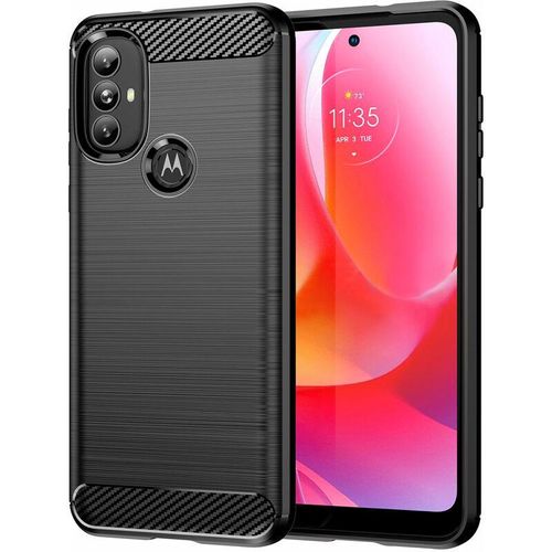 4252021320438 - Markenlos - Silikon Hülle Carbon für Motorola Moto g Power 2022 - Schwarz