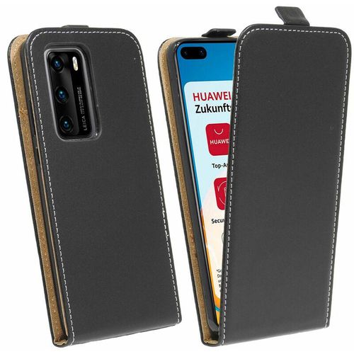 4251678474822 - Markenlos - cofi1453® Flip Case kompatibel mit huawei P40 Handy Tasche vertikal aufklappbar Schutzhülle Klapp Hülle Schwarz - Schwarz