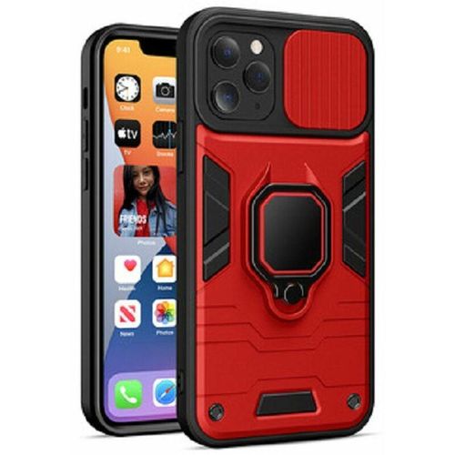 4251810883901 - Markenlos - Handy Hülle mit Kameraschutz Panzerhülle Stoßfest Bumper Cover Outdoor Hülle mit Ring Magnet Halter kompatibel mit iPhone 13 rot