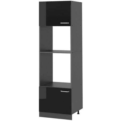 4066731343836 - Mikrowellenschrank R-Line Solid 60 cm Anthrazit Schwarz Hochglanz modern halboffen Vicco