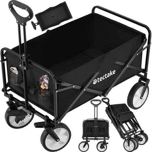 4061173255617 - tectake® Bollerwagen faltbar abnehmbarer Stoffeinsatz mit 2 Netztaschen inklusive Tragetasche Belastbarkeit 80 kg