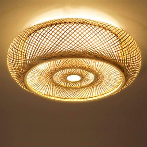 0764901991286 - Gojoy - Deckenlampe Antike Bambus Deckenlampe Retro Kreative Rattan Lampenschirm Kronleuchter E27 Land Korridor Pendelleuchte Handgewebte Warmes Lamp