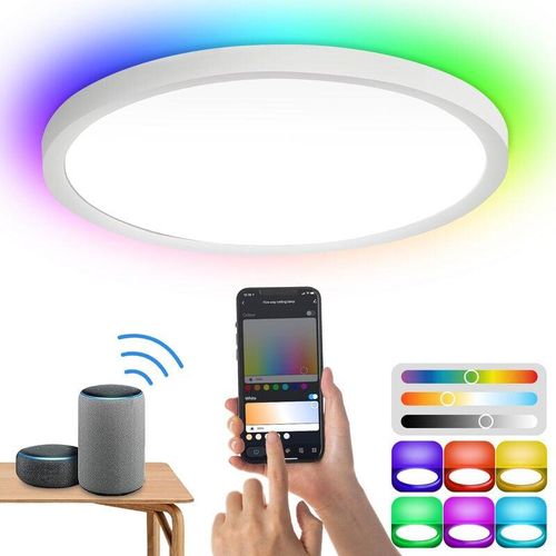 9364303886169 - Wolketon - swanew Smart led Deckenleuchte 24W für Wohnzimmer mit Backlight Küche RGB-dimmbar - Flur Lampen